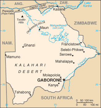 Mapa: Botswana