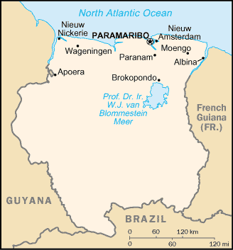 Mapa: Suriname
