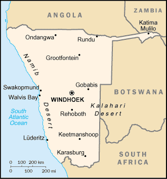 Mapa: Namibia