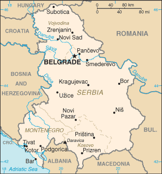Mapa: Serbia y Montenegro